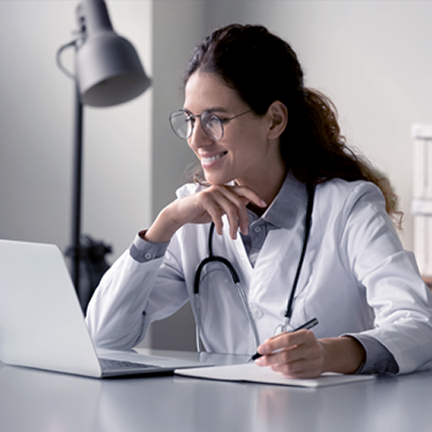 lady doctor tracking referrals easily